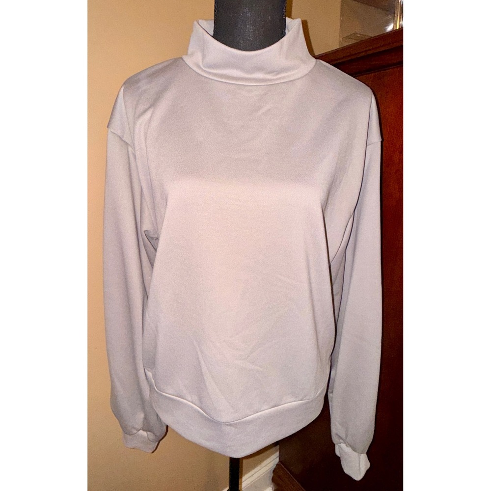 Scacto Mock Neck Sweatshirt Women Large Mauve Grey Excellent‎ Relaxed Pullover